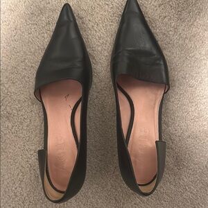Acne Black Pointed Leather D'Orsay Heels